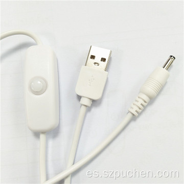 Cable de alimentación de CC de interruptor masculino USB